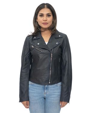 Infinity Leather Leather Classic Biker Brando Jacket-Baku - Black