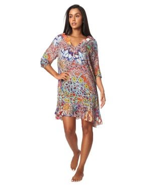 La Moda Clothing Meri Short Sleeve Dress - Red