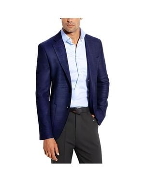 Calvin Klein Textured Wool Two-Button Blazer - Blue