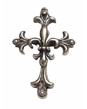 Madison Heritage Fleur De Lis Cross Earrings - White
