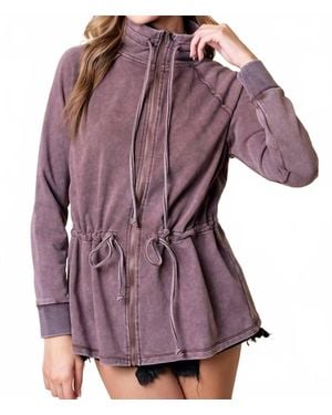 Doe And Rae Zip Up Front Knit Jacket - Purple