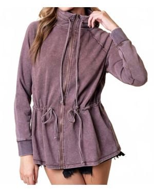 Doe And Rae Zip Up Front Knit Jacket - Purple