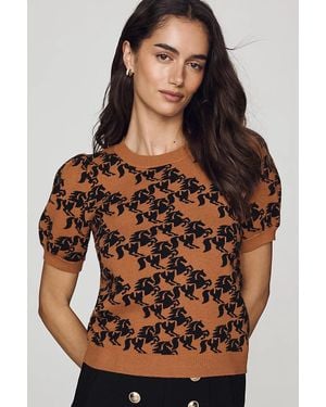 Maeve Maxine Puff-Sleeve Sweater Tee - Brown