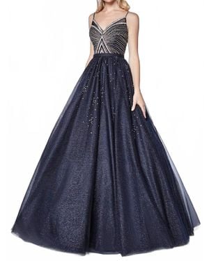 Cinderella Divine Glittered Ball Gown With Beaded Bodice Detail - Blue