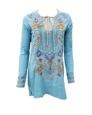 Johnny Was Oaklyn Cotton Blouse - Blue