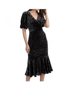 Shoshanna Colette Silk Blend Velvet Dot Dress - Black