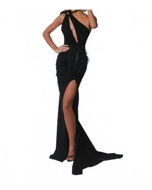 Johnathan Kayne One-Shoulder Prom Gown - Black