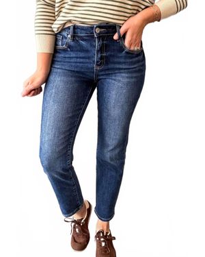 Mica Mid Rise Straight Crop Jeans - Blue