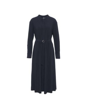 Norma Kamali Maxi Dress With Detachable Waist Belt And Classic Shirt Collar - Blue