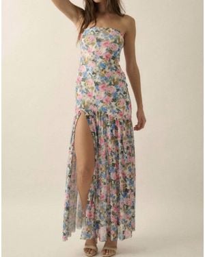 Promesa Mesh Strapless Maxi Dress - Natural