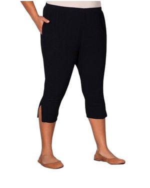 On The Plus Side Crinkle Cotton Crop Pants - Black