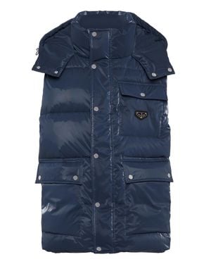 Philipp Plein Nylon Puffer Vest - Blue