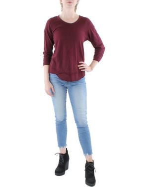 Wilt Cotton Raw Hem Casual Top - Red