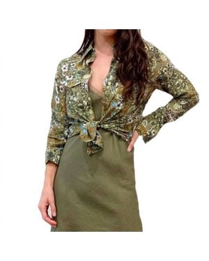 Gold Hawk Tropical Pocket Blouse - Green