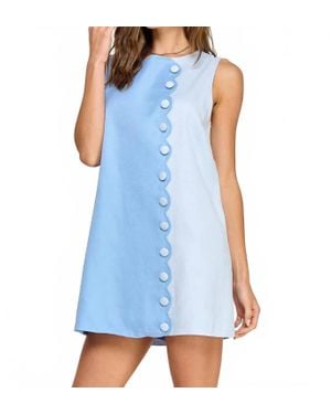 Strut & Bolt Scallop Linen Dress - Blue