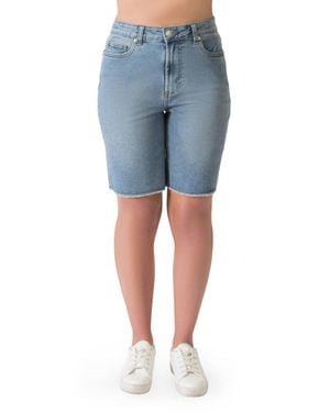 Dex Raw Hem Bermuda Shorts - Blue