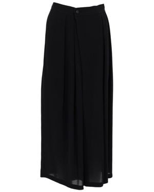 Vince Wide-Leg Culottes With Pleated Detailing And Button Closure - Black