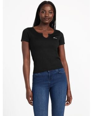 Guess Sammie Crewneck Crop Top - Black