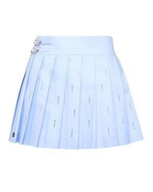 Philipp Plein Pleated Mini Skirt Strass Skull - Blue