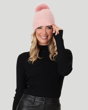 Gorski Knit Cashmere Hat With Fox Fur Pompom - Black