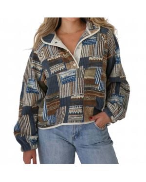Buttermelon Roman Patchwork Print Sweatshirt - Gray