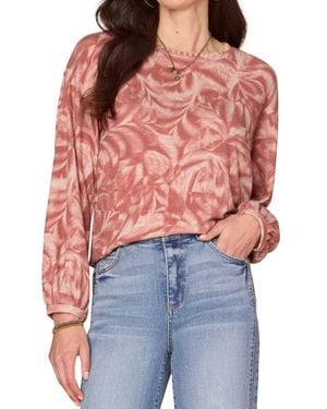 Democracy Long Sleeve Embroidered Scoop Neck Top