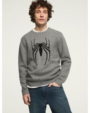 Lucky Brand Spiderman Instarsia Crew Neck Sweater - Gray