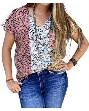 Blank NYC Color Block Printed Blouse - Blue