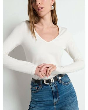 Nation Ltd Demi V Neck Top - White