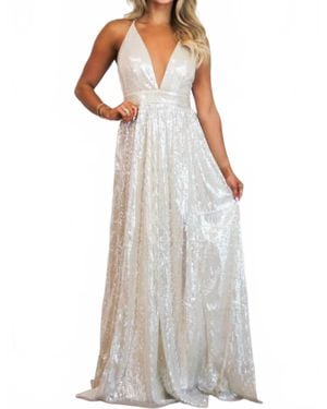 Luxxel Hollywood Glam Sequin Maxi Dress - White