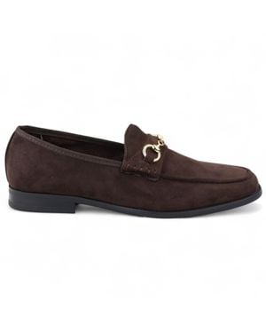 Infinity Leather Suede Moccasin Leather Lined Loafers - Brown