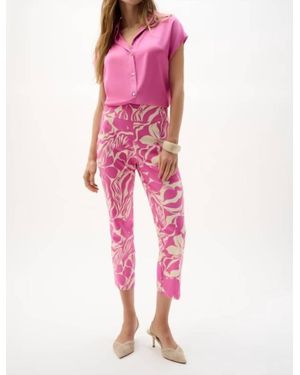 Joseph Ribkoff Cropped Floral Slim Pants - Pink