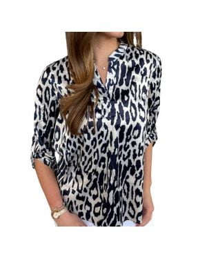 Renuar Cheetah Print Top - Black