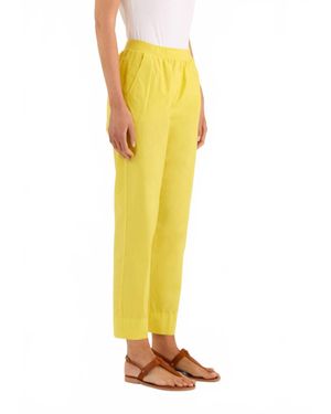 ROSSO35 Garment-Dyed Flat Elasticated Straight Pants - Yellow