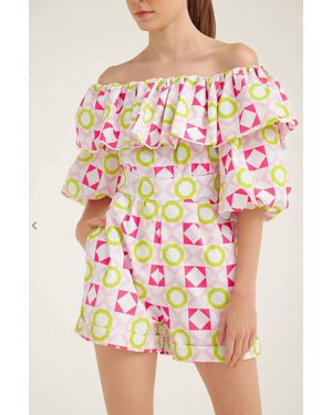 silka Xoxo Off Shoulder Romper - Multicolor