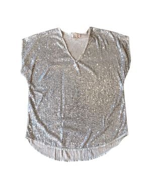 Sofia Collections Irene Sequin Platinum Tunic Top - Gray