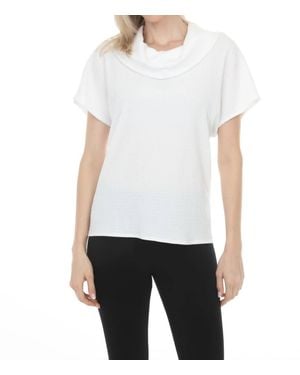 Joseph Ribkoff Textured Boxy Cowl Neck Top - White