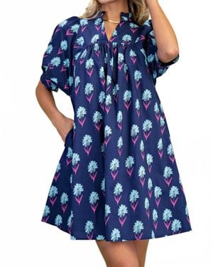 Gigio Floral Print Mini Dress - Blue