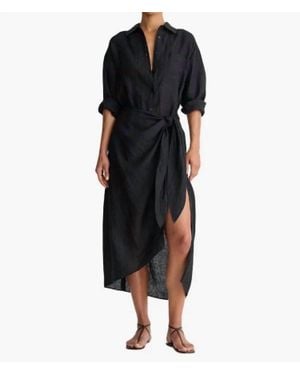 Apiece Apart Alessandra Sarong Shirt Dress - Black