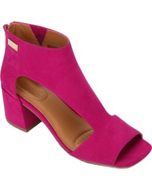 Kenneth Cole Mix Cut Out Faux Suede T-Strap Dress Sandals - Purple