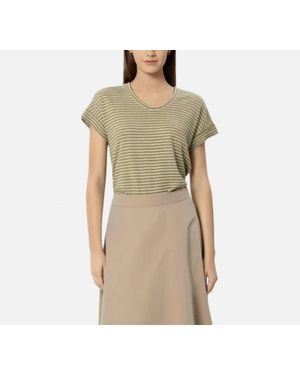 Luisa Cerano Linen Stripe Short Sleeve T-Shirt - Natural