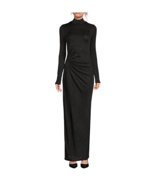 Rag & Bone Agnes Ruched A-Line Turtleneck Maxi Dress - Black