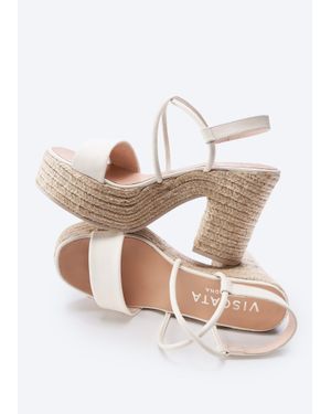 VISCATA Elia Leather Espadrille Sandal Heels - White