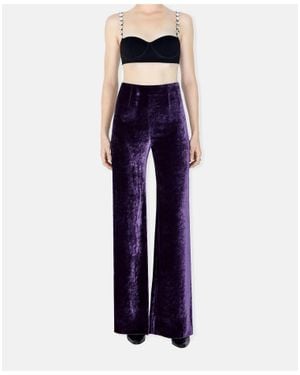 Galvan London Wide Leg Velvet Trouser - Blue