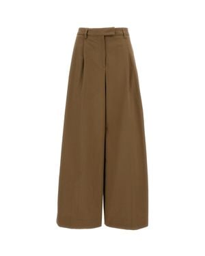 THE LATEST High-Rise Gabardine Pants With Pleats And Extra-Wide Silhouette - Natural