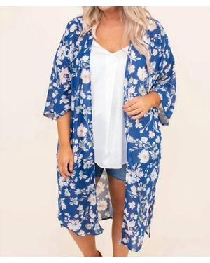 Ninexis Open Front Long Chiffon Cardigan - Blue