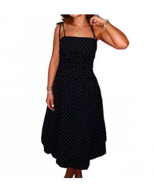 Jodifil Leah Polka Dot Bubble Hem Dress - Black