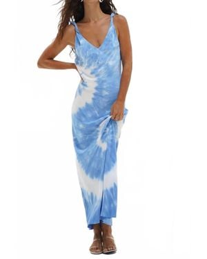 LNA Sicily Tie Dye Slip Maxi Dress - Blue