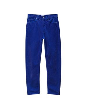 Versace Garment-Dyed Cotton Velvet Straight-Leg Pants - Blue