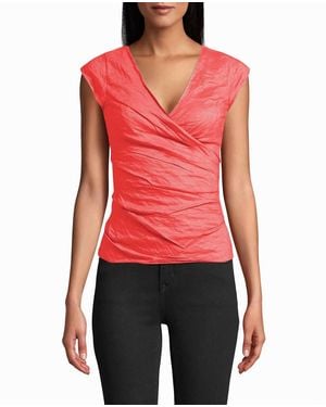 Nicole Miller Cotton Metal Logan Top - Red